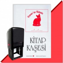 Kişiye Özel  Sevimli Kedi 13 Tarihli Kitap Kaşesi - Kırmızı