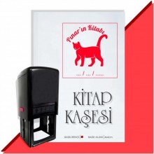 Kişiye Özel  Sevimli Kedi 12 Tarihli Kitap Kaşesi - Kırmızı