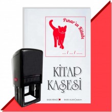 Kişiye Özel  Sevimli Kedi 11 Tarihli Kitap Kaşesi - Kırmızı