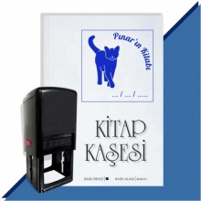 Kişiye Özel  Sevimli Kedi 11 Tarihli Kitap Kaşesi - Mavi