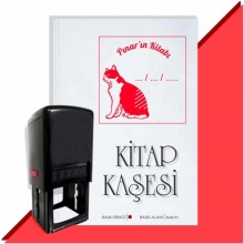Kişiye Özel  Kara Kedi 2 Tarihli Kitap Kaşesi - Kırmızı