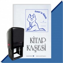 Kişiye Özel  Beyaz Kedi 2 Tarihli Kitap Kaşesi - Mavi