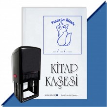 Kişiye Özel  Beyaz Kedi Tarihli Kitap Kaşesi - Mavi