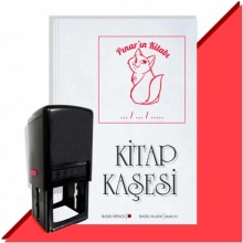 Kişiye Özel  Beyaz Kedi Tarihli Kitap Kaşesi - Kırmızı