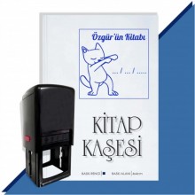 Kişiye Özel  Cute Cat Tarihli Kitap Kaşesi - Mavi