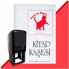 Kişiye Özel  Sevimli Kedi 5 Tarihli Kitap Kaşesi - Kırmızı
