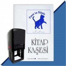 Kişiye Özel  Sevimli Kedi 5 Tarihli Kitap Kaşesi - Mavi