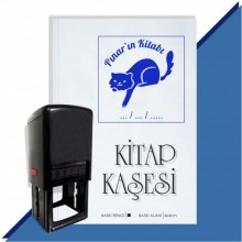Kişiye Özel  Sevimli Kedi 4 Tarihli Kitap Kaşesi - Mavi