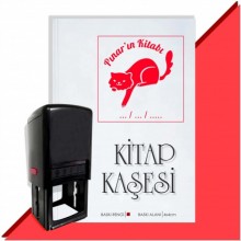 Kişiye Özel  Sevimli Kedi 4 Tarihli Kitap Kaşesi - Kırmızı