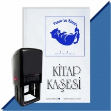Kişiye Özel  Sevimli Kedi 2 Tarihli Kitap Kaşesi - Mavi