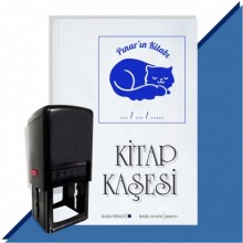 Kişiye Özel  Kedi 2 Tarihli Kitap Kaşesi - Mavi
