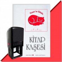 Kişiye Özel  Kedi 2 Tarihli Kitap Kaşesi - Kırmızı