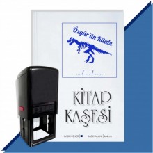 Kişiye Özel  Dinazor İskelet Tarihli Kitap Kaşesi - Mavi