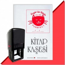 Kişiye Özel  You Are Purrfect Kedi Emoji Tarihli Kitap Kaşesi - Kırmızı