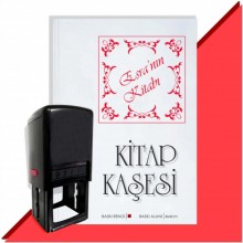 Kişiye Özel  Çerçeveli 4  Kitap Kaşesi - Kırmızı