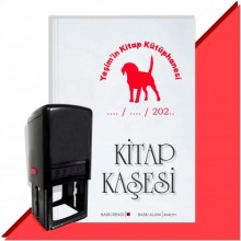 Kişiye Özel Köpek Silüet 31 Tarihli Otomatik Kitap Kaşesi - Kırmızı