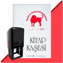 Kişiye Özel Köpek Silüet 29 Tarihli Otomatik Kitap Kaşesi - Kırmızı