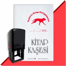Kişiye Özel Köpek Silüet 26 Tarihli Otomatik Kitap Kaşesi - Kırmızı