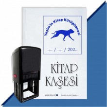 Kişiye Özel Köpek Silüet 26 Tarihli Otomatik Kitap Kaşesi - Mavi