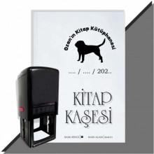 Kişiye Özel Köpek Silüet 15 Tarihli Otomatik Kitap Kaşesi - Siyah