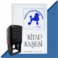 Kişiye Özel Köpek Silüet 13 Tarihli Otomatik Kitap Kaşesi - Mavi