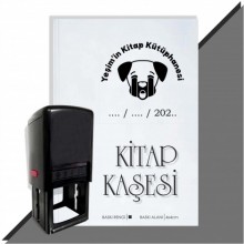 Kişiye Özel Ağlayan Köpek Emojisi Tarihli Otomatik Kitap Kaşesi - Siyah