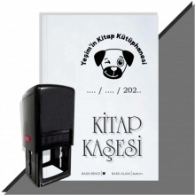 Kişiye Özel Köpek Göz Kırpan Emoji Tarihli Otomatik Kitap Kaşesi - Siyah