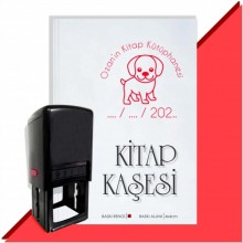 Kişiye Özel Sevimli Köpek 20 Tarihli Otomatik Kitap Kaşesi - Kırmızı