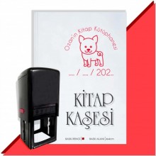 Kişiye Özel Sevimli Köpek 16 Tarihli Otomatik Kitap Kaşesi - Kırmızı