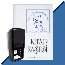 Kişiye Özel Sevimli Köpek 16 Tarihli Otomatik Kitap Kaşesi - Mavi