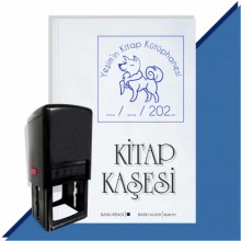 Kişiye Özel Sevimli Köpek 10 Tarihli Otomatik Kitap Kaşesi - Mavi