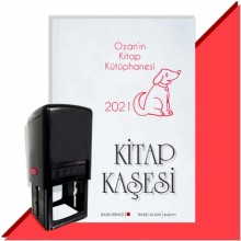 Kişiye Özel Sevimli Köpek  2021 Otomatik Kitap Kaşesi - Kırmızı