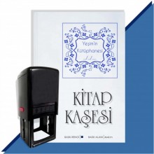 Kişiye Özel Yeşim'in Kütüphanesi Tarihli Otomatik Kitap Kaşesi - Mavi