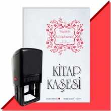 Kişiye Özel Yeşim'in Kütüphanesi Tarihli Otomatik Kitap Kaşesi - Kırmızı