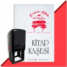 Kişiye Özel Klasik Otomobil Porsche Tarihli Otomatik Kitap Kaşesi - Kırmızı