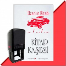 Kişiye Özel Klasik Otomobil Tarihli Otomatik Kitap Kaşesi - Kırmızı