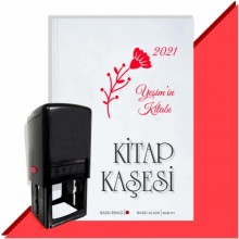 Kişiye Özel Çiçek Buketi 20 2021 Otomatik Kitap Kaşesi - Kırmızı
