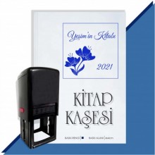 Kişiye Özel Çiçek Buketi 19 2021 Otomatik Kitap Kaşesi - Mavi