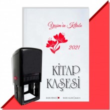 Kişiye Özel Çiçek Buketi 19 2021 Otomatik Kitap Kaşesi - Kırmızı