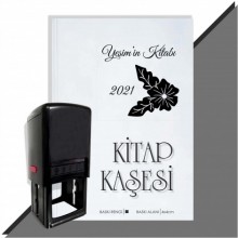 Kişiye Özel Çiçek Buketi 18 2021 Otomatik Kitap Kaşesi - Siyah