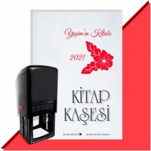 Kişiye Özel Çiçek Buketi 18 2021 Otomatik Kitap Kaşesi - Kırmızı