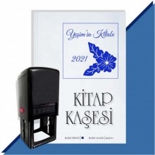 Kişiye Özel Çiçek Buketi 18 2021 Otomatik Kitap Kaşesi - Mavi