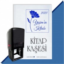 Kişiye Özel Çiçek Buketi 16 2021 Otomatik Kitap Kaşesi - Mavi