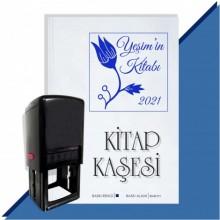 Kişiye Özel Çiçek Buketi 14 2021 Otomatik Kitap Kaşesi - Mavi