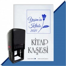 Kişiye Özel Çiçek Buketi 12 2021 Otomatik Kitap Kaşesi - Mavi
