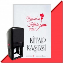 Kişiye Özel Çiçek Buketi 12 2021 Otomatik Kitap Kaşesi - Kırmızı