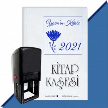 Kişiye Özel Çiçek Buketi 10 2021 Otomatik Kitap Kaşesi - Mavi