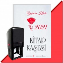 Kişiye Özel Çiçek Buketi 10 2021 Otomatik Kitap Kaşesi - Kırmızı