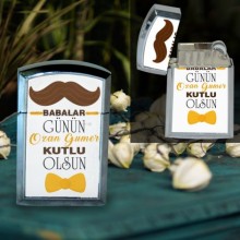 Kişiye Özel Babalar Günün Kutlu Olsun Temalı Kapaklı Metal Çakmak