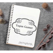 Kişiye Özel Çerçeve Desenli Söz Uçar Yazı Kalır Ahşap Kapaklı Not Defteri